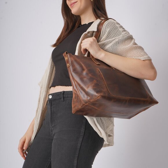 Artizanni Genuine Leather Women's Vintage Tote Bag Classic Bag Designer - Picture 10 of 14